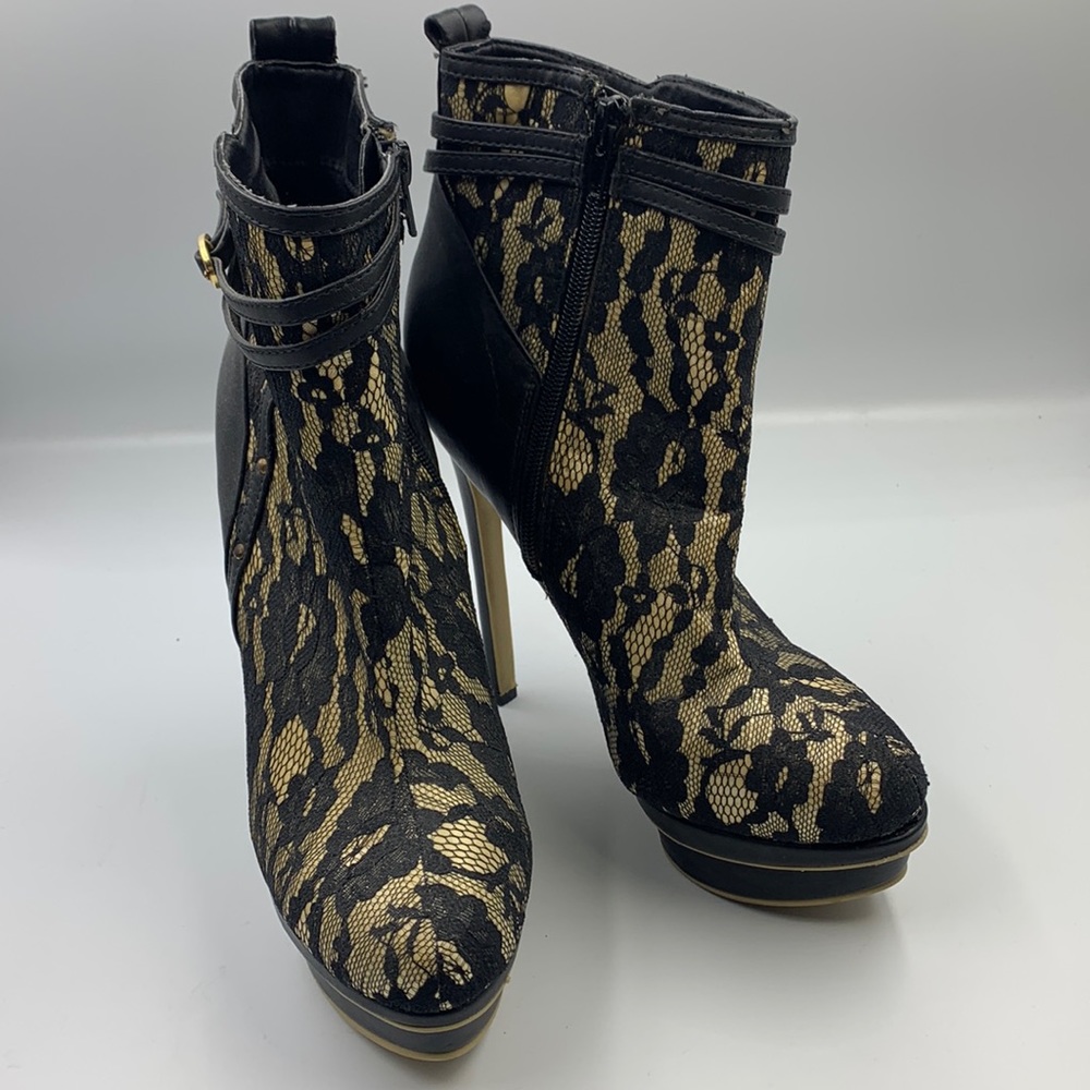High heel platform booties.